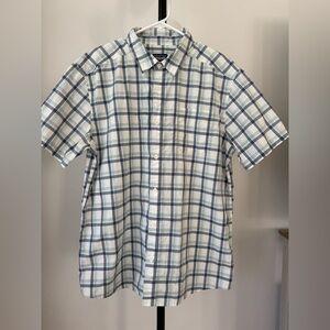 Patagonia Men's Short-Sleeve Plaid Button-Down - White & Light Blue